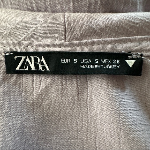 Zara Shirt Womens Small Lavender Front Tie Knot Blouse Crop Lightweight Boho - Picture 11 of 14